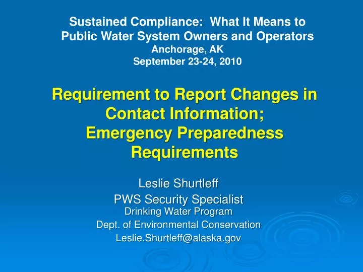 requirement to report changes in contact information emergency preparedness requirements