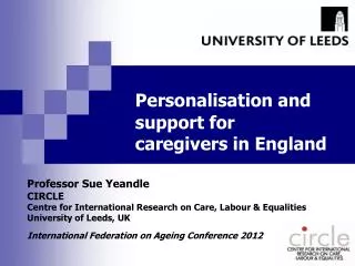 Personalisation and support for caregivers in England