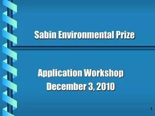 Application Workshop December 3, 2010