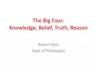The Big Four: Knowledge, Belief, Truth, Reason