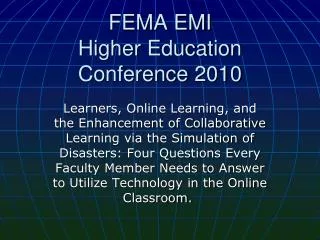 FEMA EMI Higher Education Conference 2010