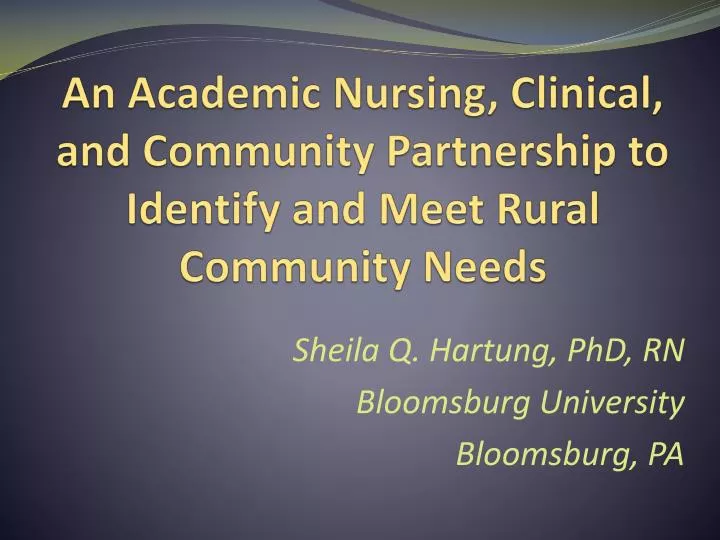 an academic nursing clinical and community partnership to identify and meet rural community needs