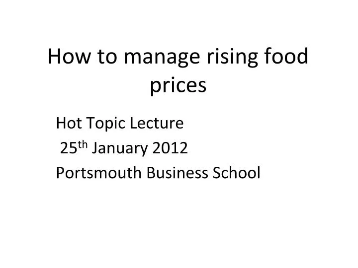 how to manage rising food prices