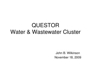 QUESTOR Water &amp; Wastewater Cluster