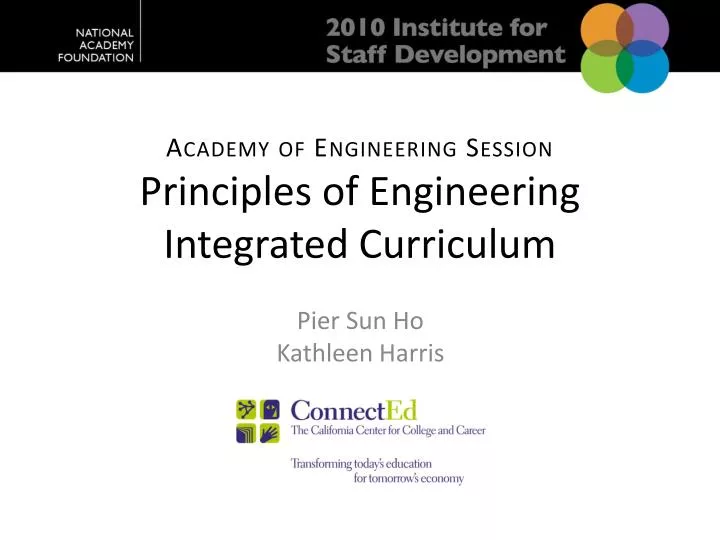 academy of engineering session principles of engineering integrated curriculum
