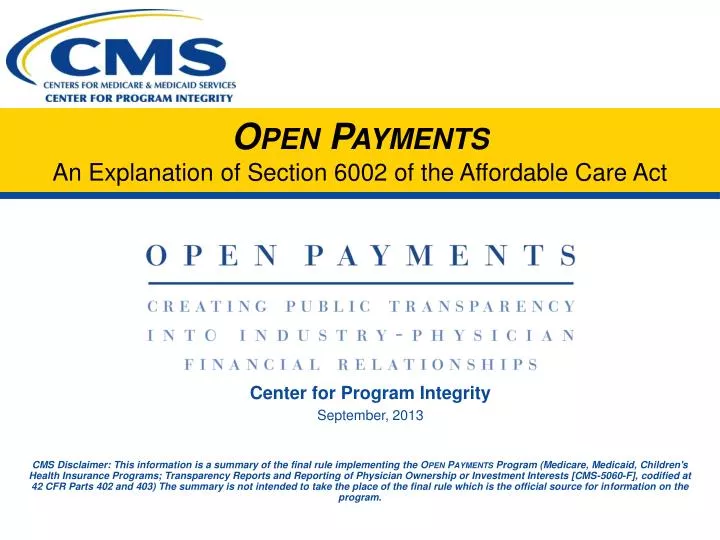 open payments an explanation of section 6002 of the affordable care act