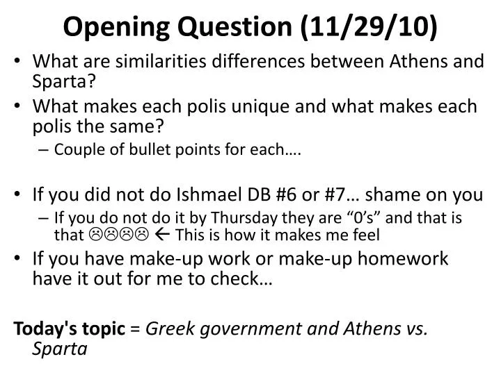 opening question 11 29 10