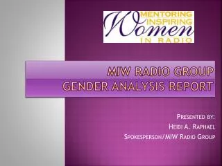 MIW Radio Group Gender Analysis Report