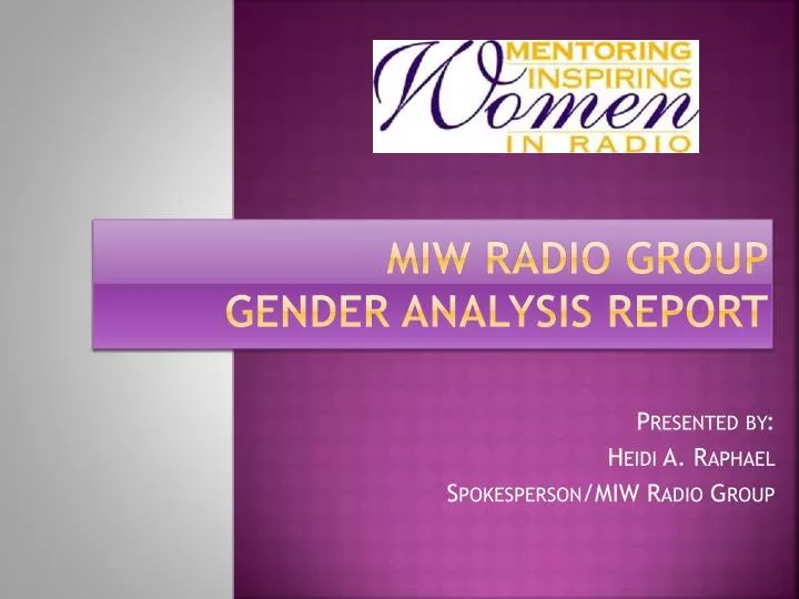 miw radio group gender analysis report