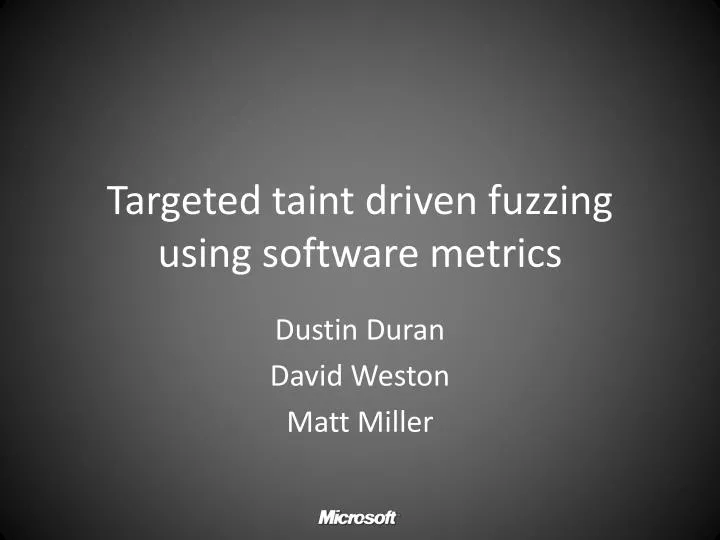 targeted taint driven fuzzing using software metrics