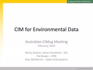 CIM for Environmental Data