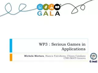 WP3 : Serious Games in Applications