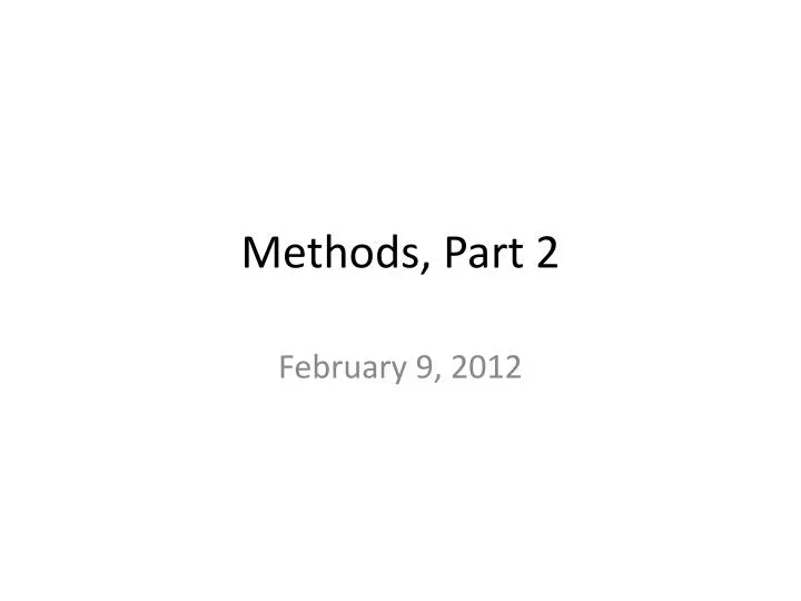 methods part 2