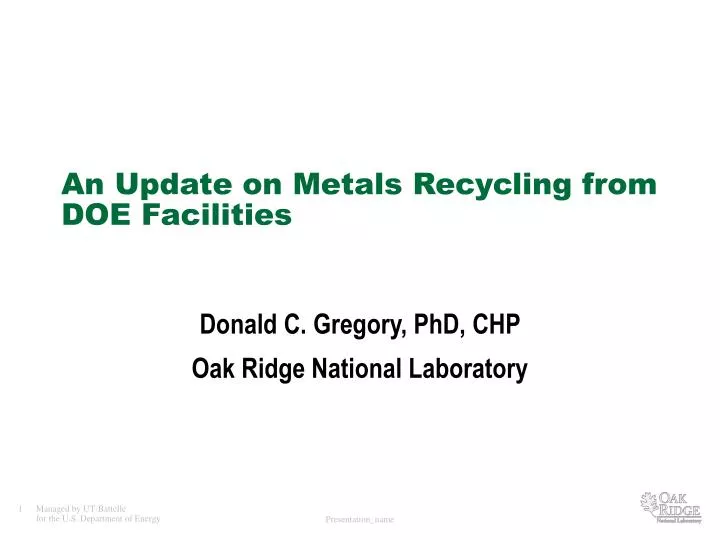 an update on metals recycling from doe facilities