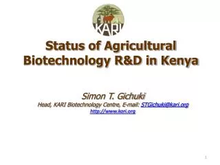 Status of Agricultural Biotechnology R&amp;D in Kenya