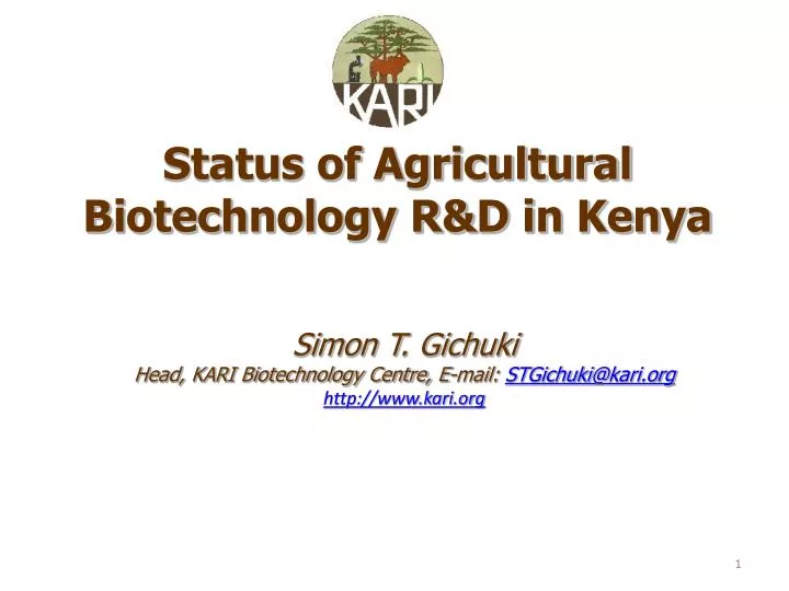 status of agricultural biotechnology r d in kenya
