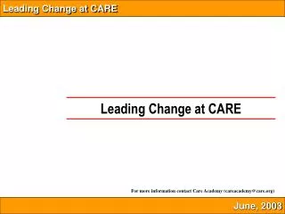 Leading Change at CARE