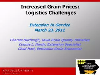 Increased Grain Prices: Logistics Challenges