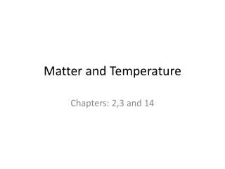 Matter and Temperature