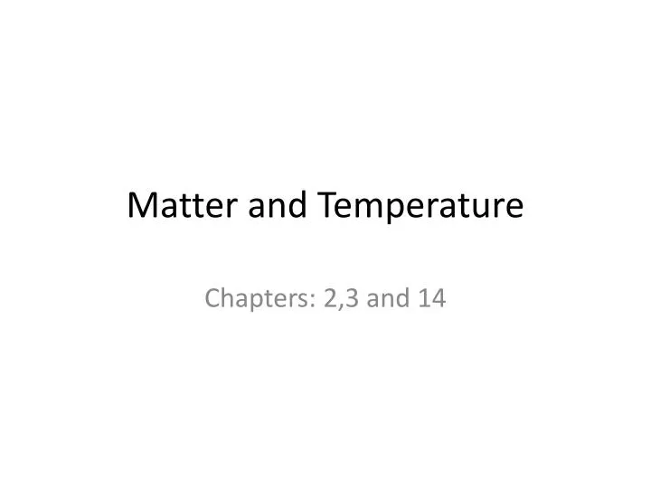 matter and temperature
