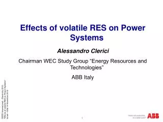 Effects of volatile RES on Power Systems Alessandro Clerici