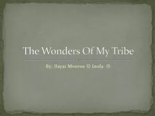 The Wonders Of My Tribe