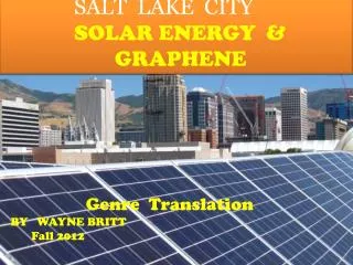 SALT LAKE CITY SOLAR ENERGY &amp; 			 GRAPHENE