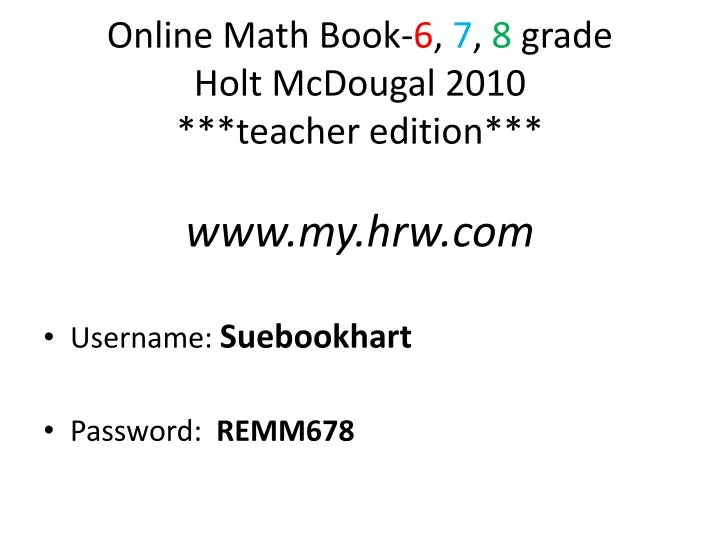 online math book 6 7 8 grade holt mcdougal 2010 teacher edition