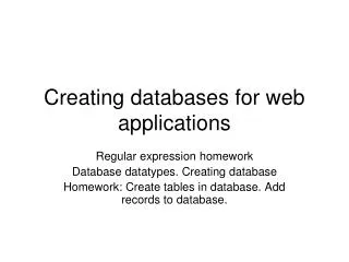 Creating databases for web applications
