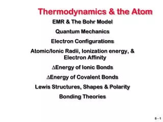 Thermodynamics &amp; the Atom