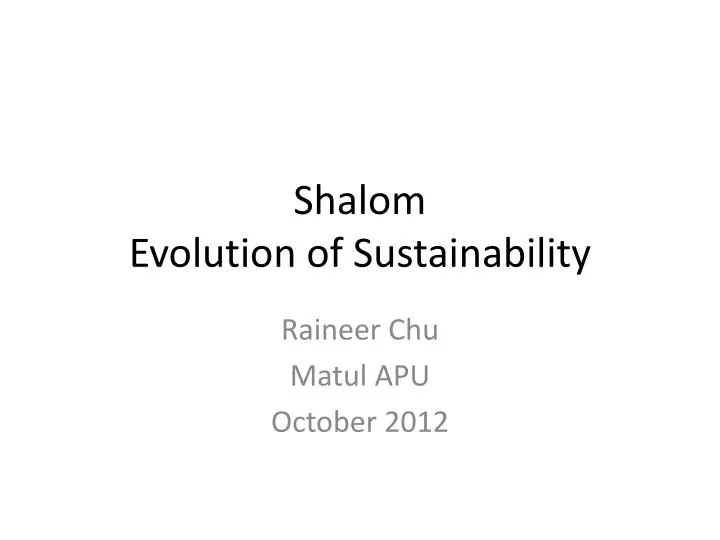 shalom evolution of sustainability