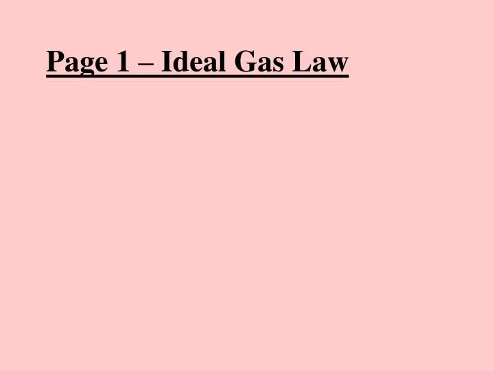 page 1 ideal gas law