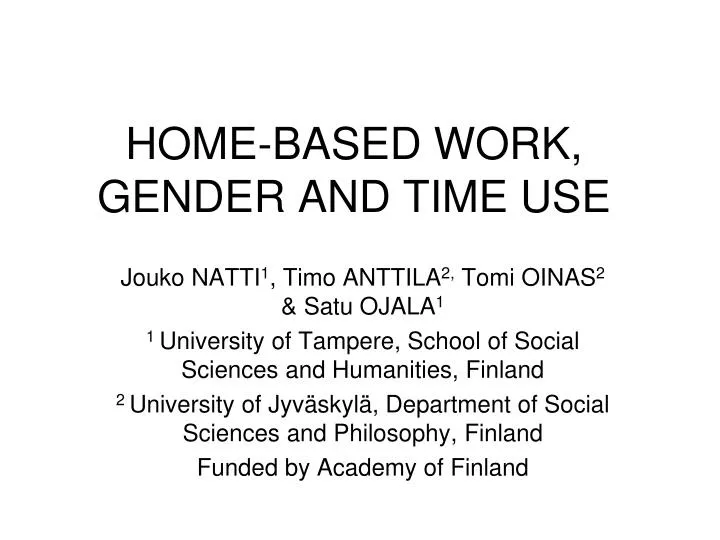 home based work gender and time use