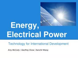 Energy, Electrical Power