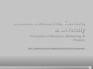Human Resources, Culture, &amp; Diversity
