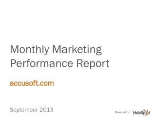 Monthly Marketing Performance Report