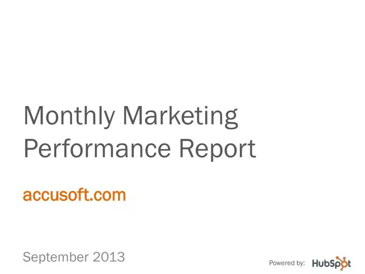 monthly marketing performance report