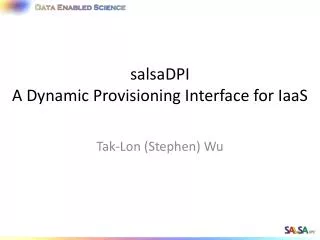 salsaDPI A Dynamic Provisioning I nterface for IaaS