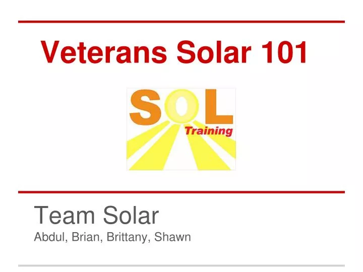 veterans solar 101