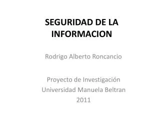 seguridad de la informacion