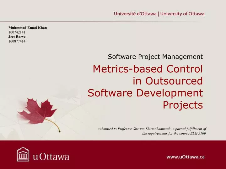 metrics based control in outsourced software development projects