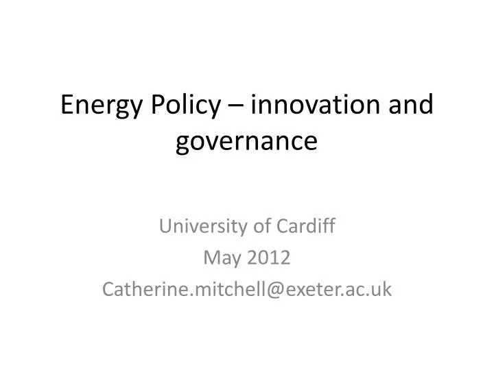 energy policy innovation and governance