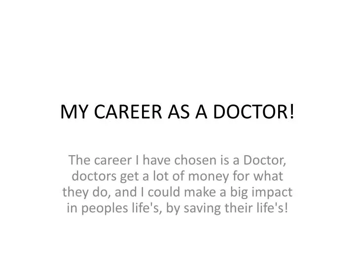 my career as a doctor