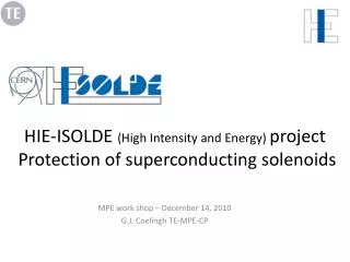 HIE-ISOLDE (High Intensity and Energy) project Protection of superconducting solenoids