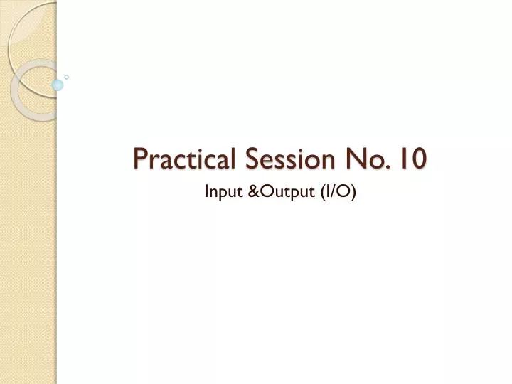 practical session no 10
