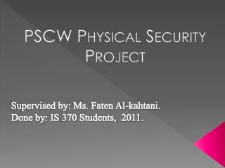 PSCW Physical Security Project