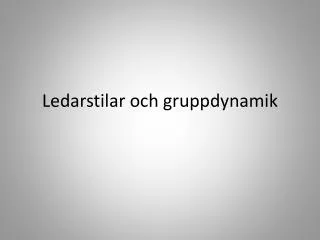 Ledarstilar och gruppdynamik