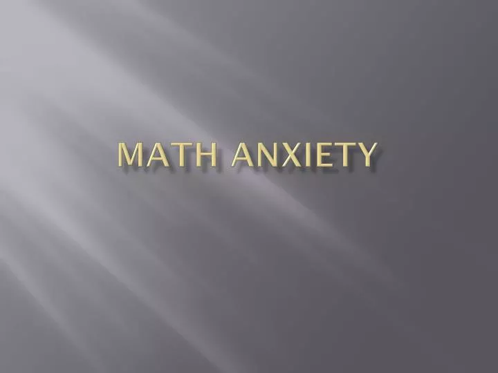 math anxiety