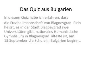 Das Quiz aus Bulgarien