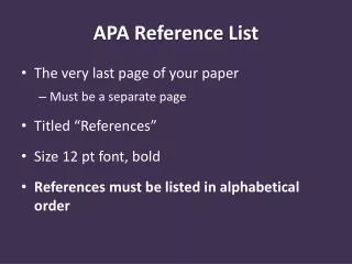 APA Reference List